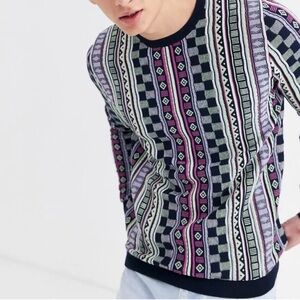 asos | Men's Geometric 3D Textured Crewneck Sweater Size Small